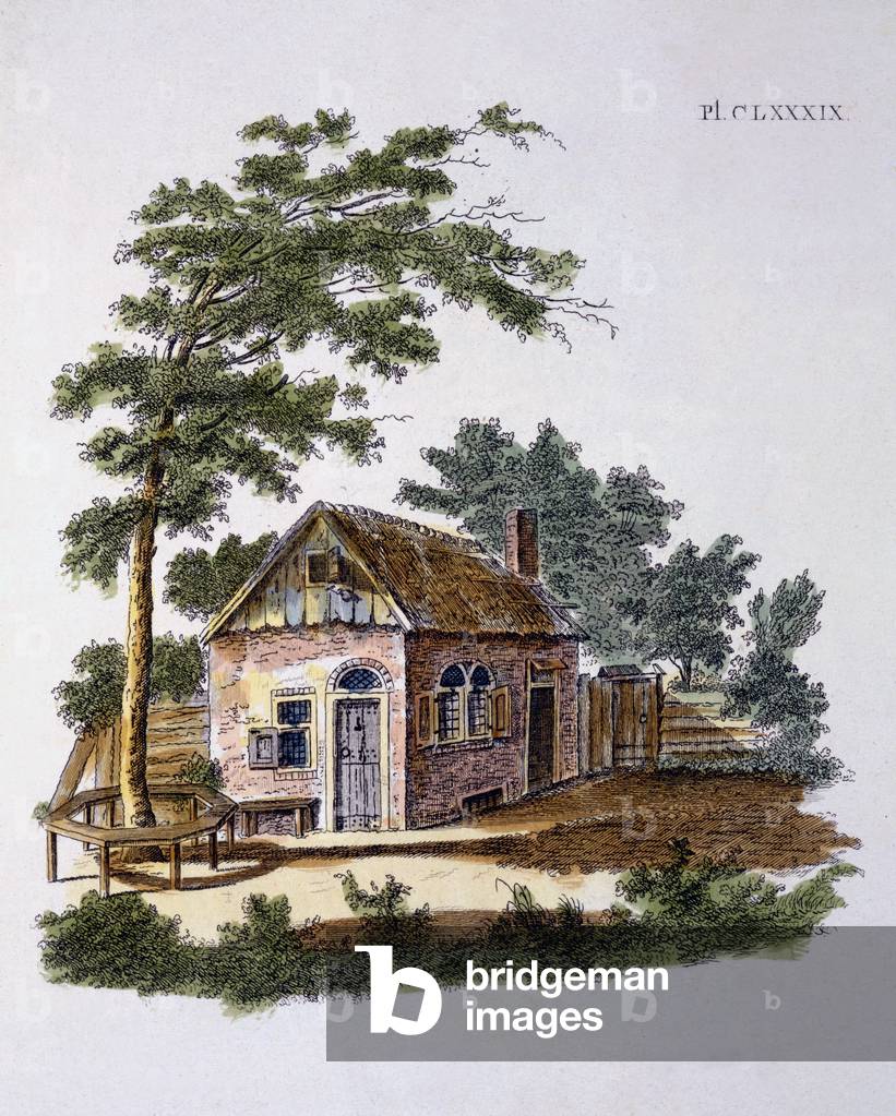Cottage from 'Magazine of Garden Gems' by G. van Laar, published 1802 (colour litho)