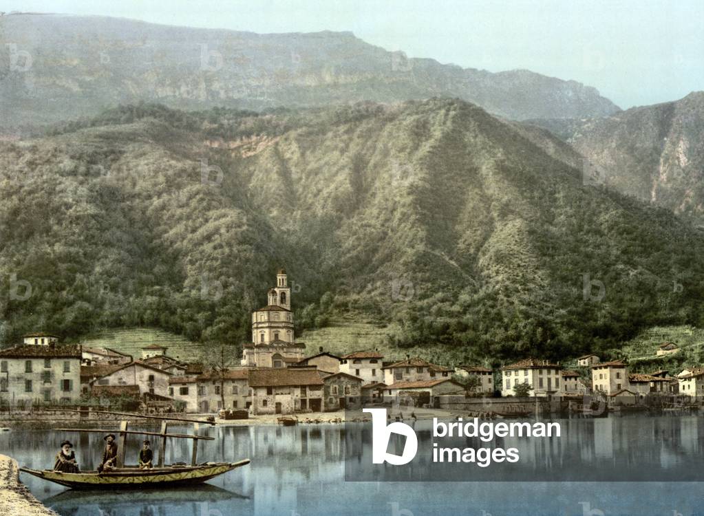View of the Waterfront, Lake Lugano, pub. c.1895 (postcard chromolithograph)