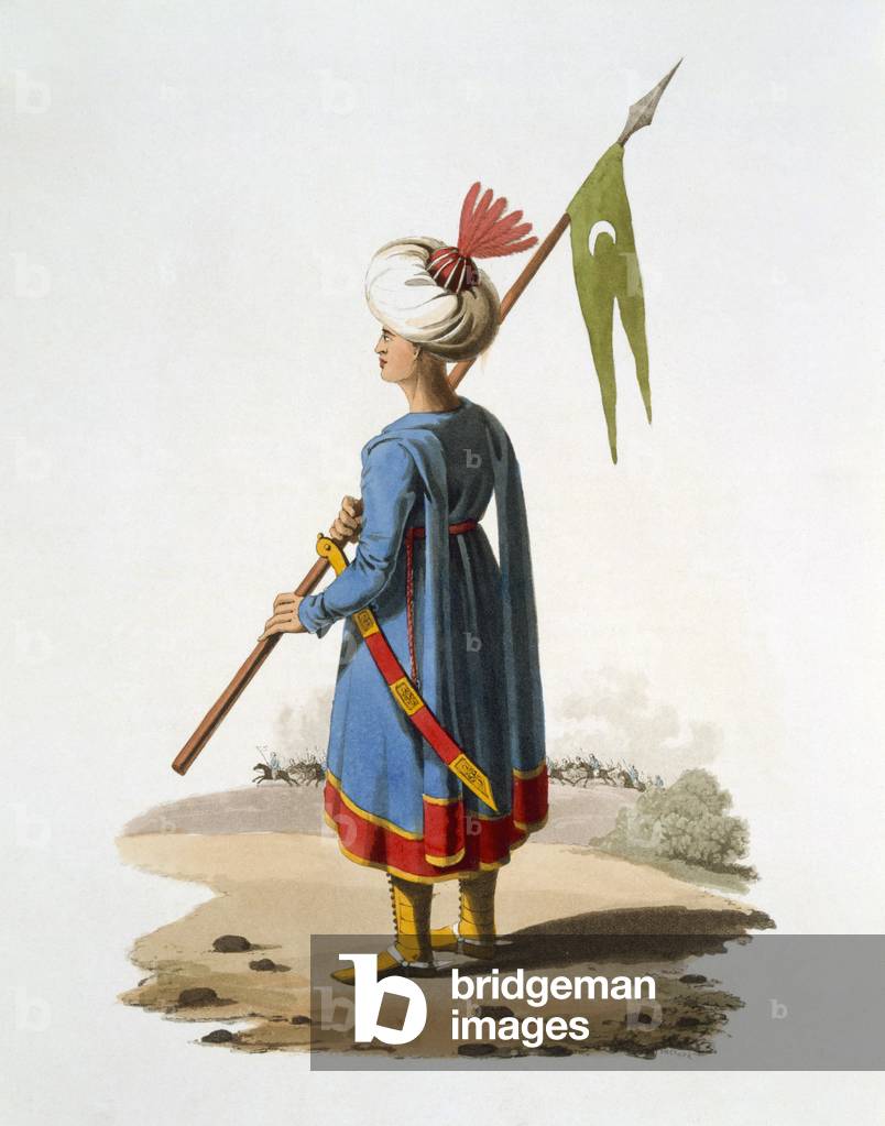 Ensign Bearer of the Spahis, 1818 (coloured aquatint)