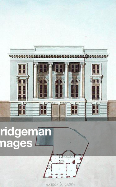 House in Ghent, Belgium, from 'Choix des Monuments, Edifices et Maisons les plus remarquables du Royaume des Pays-Bas' by Pierre Jacques Goetghebuer, published 1827 (aquatint)