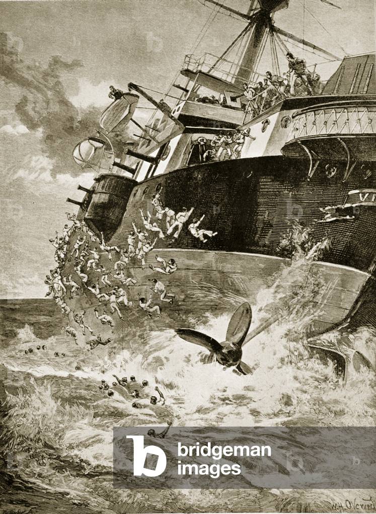 HMS Victoria capsizing, 22nd June 1893 (litho)