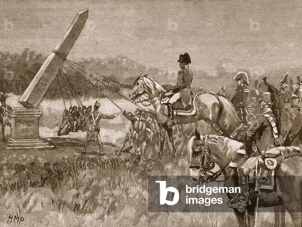 Napoleon at Rossbach, 1800, illustration from 'Cassell's Illustrated History of England' (engraving) (sepia photo)