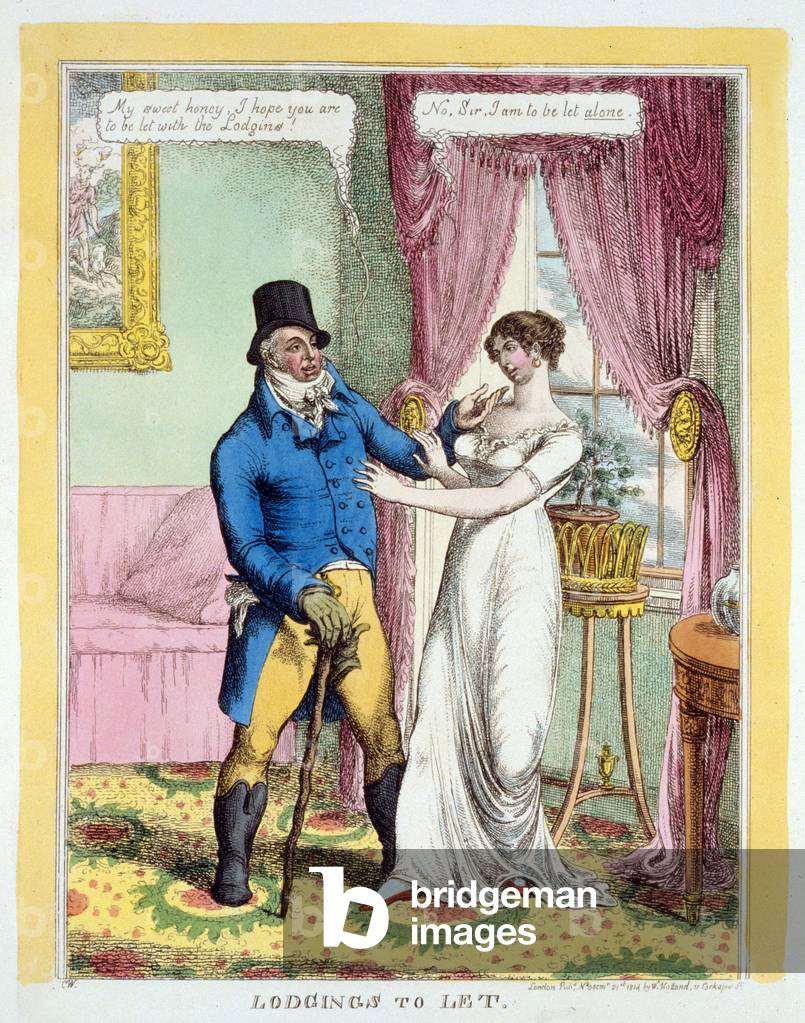 Lodgings to Let, pub. 1814 (hand coloured engraving)