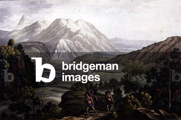 Parola Park and the Andes Mountains, Bolivia (colour litho)