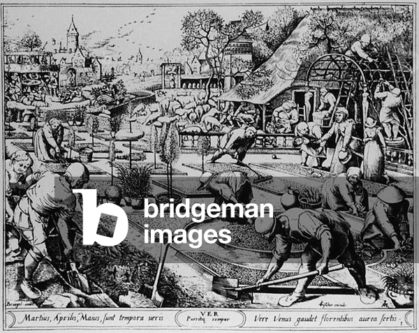 Spring, engraved by Visscher, 1570 (engraving) (b/w photo)