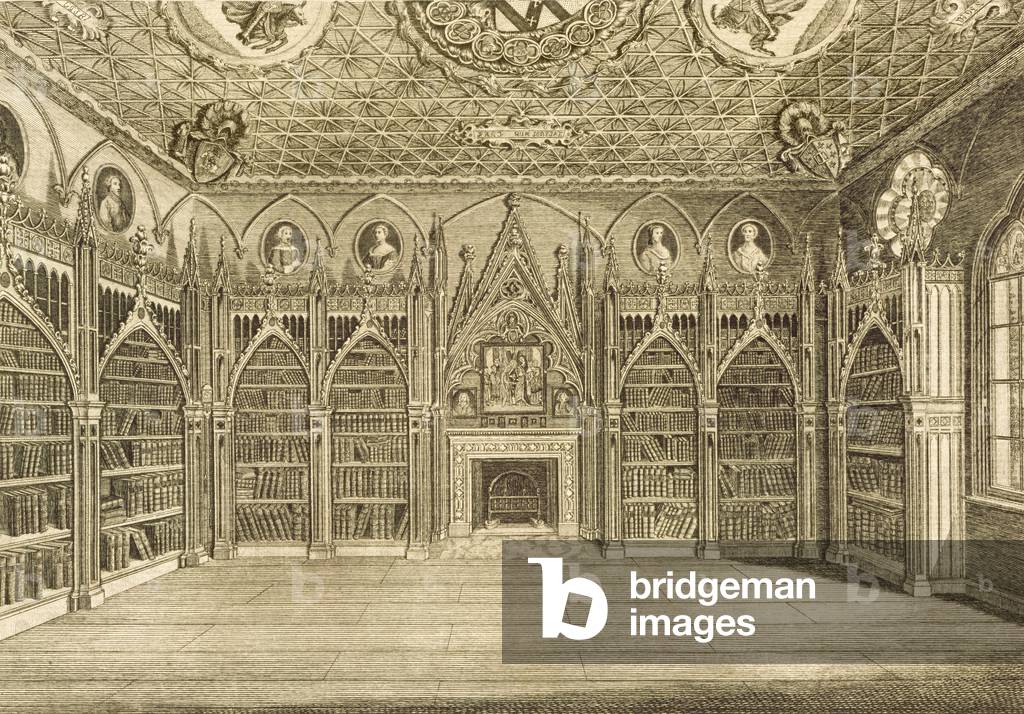 The Library, engraved by Godfrey, from 'Description of Strawberry Hill' by Horace Walpole, 1784 (engraving)