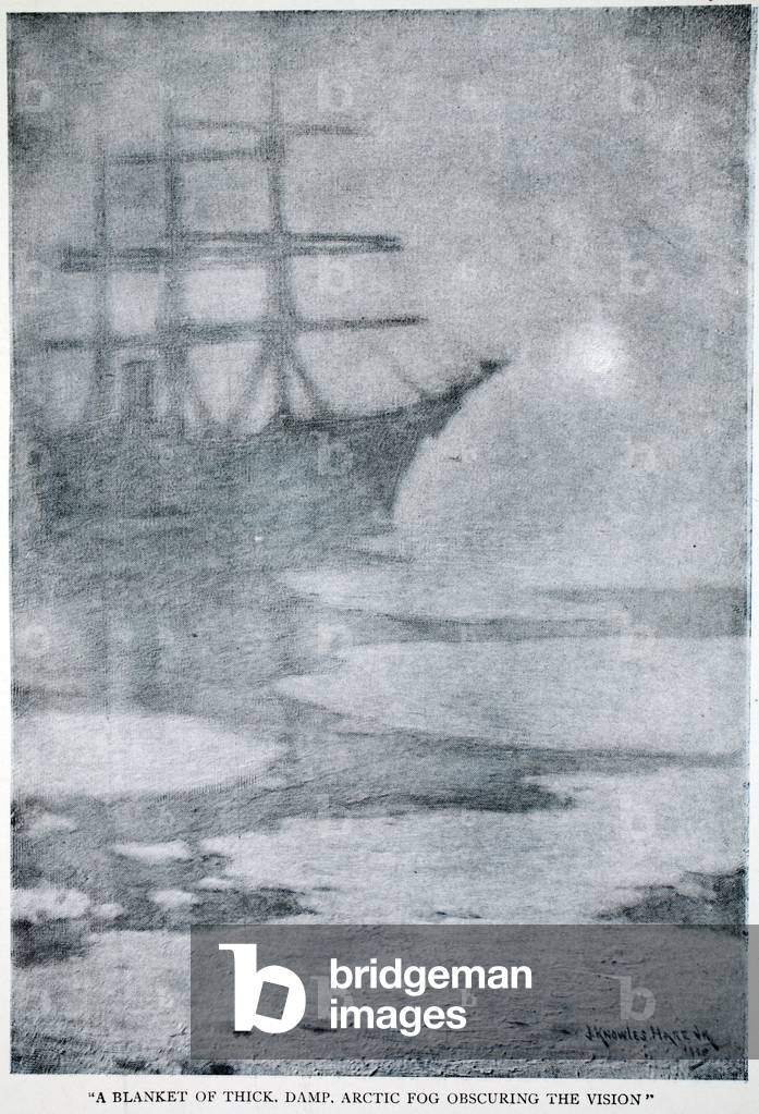 A blanket of think, damp, arctic fog obscuring the vison, pub. London, 1907 (litho)