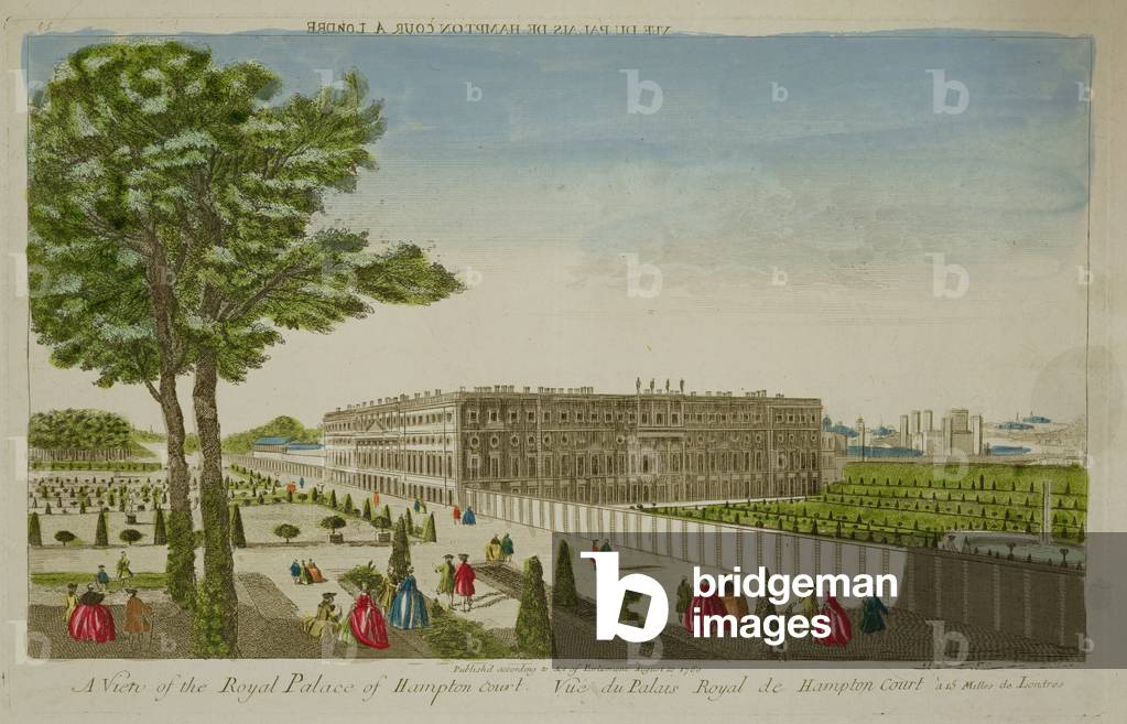 A View of the Royal Palace of Hampton Court, published 1760 (coloured engraving)