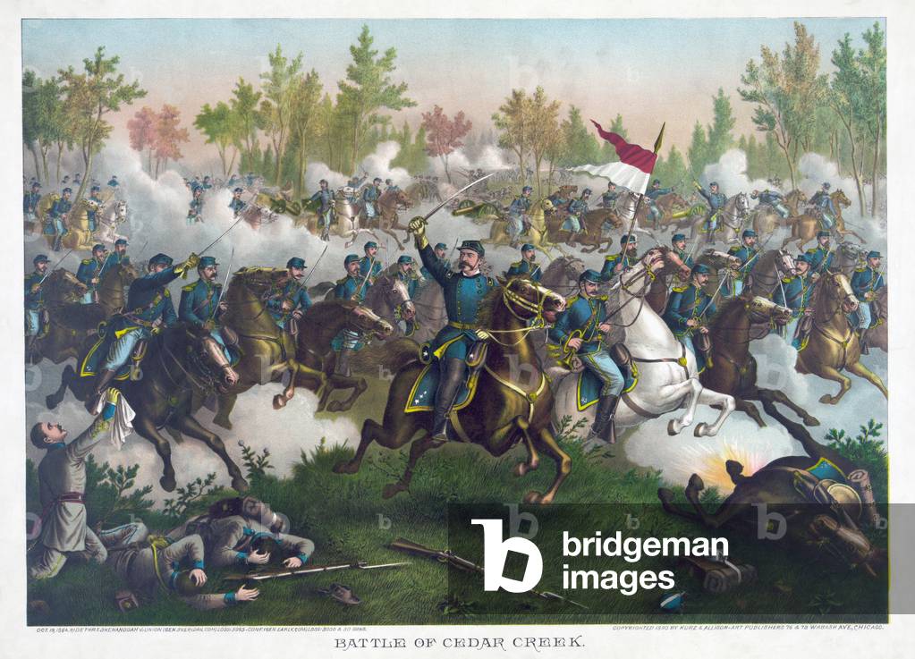 Battle of Cedar Creek, pub. 1890 (colour litho)