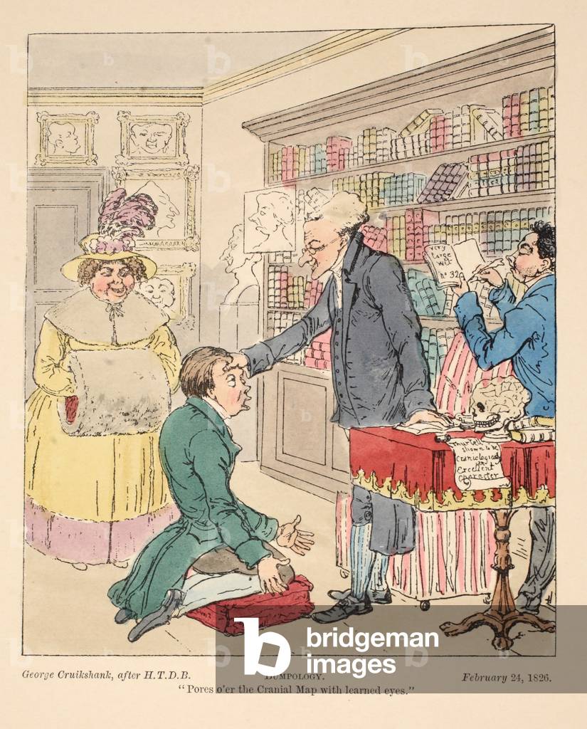 Bumpology, pub. 1826 (hand coloured engraving)