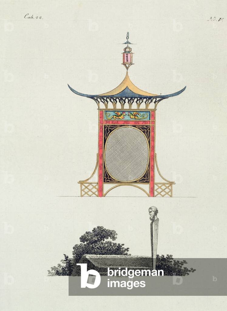 Chinese Garden Screen, from 'Recent New Ideas for the Garden', published 1779 (colour litho)