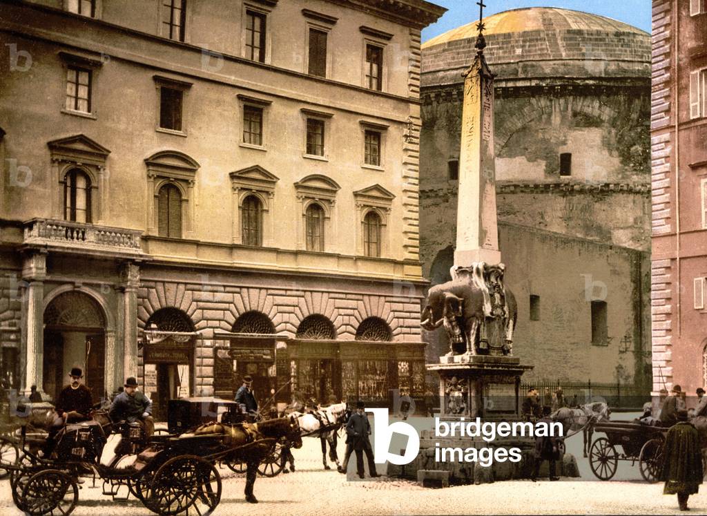 Piazza di Minerva, Rome (hand-coloured photo)