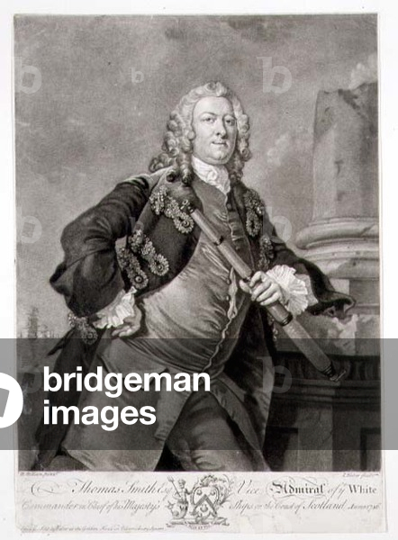 Portrait of Admiral Thomas Smith (d.1762) Vice-Admiral of the White, engraved by John Faber (1684-1756) 1746 (engraving)