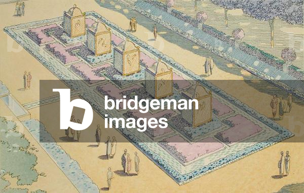 French public garden, 1920s (colour litho)