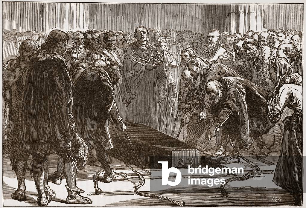 Burial of Luther in the Schloss-Kirk, Wittemberg, illustration from 'The History of Protestantism' by James Aitken Wylie (1808-1890), pub. 1878 (engraving)