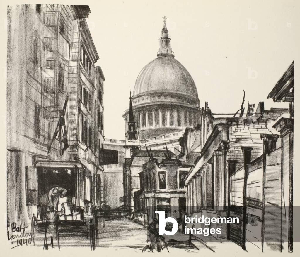 Image de Estampe représentant La vie quotidienne autour de St. Paul's, 1941 par Joseph Bato