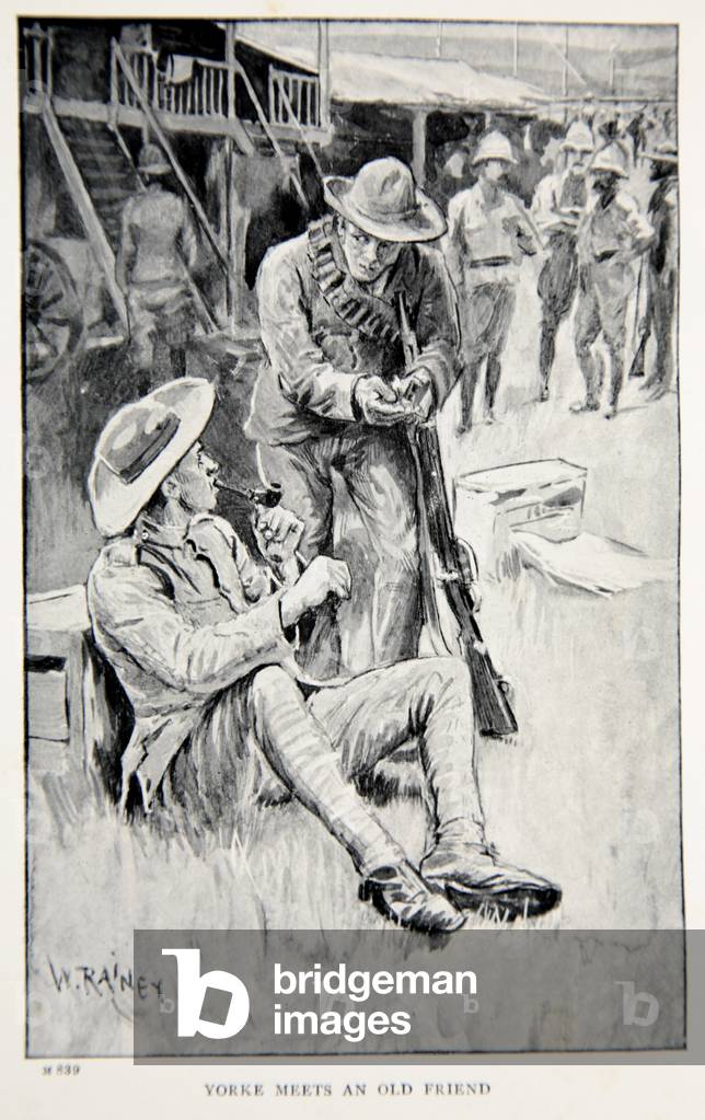Yorke rencontre un vieil ami, une illustration de « With Roberts to Pretoria : A Tale of the South African War