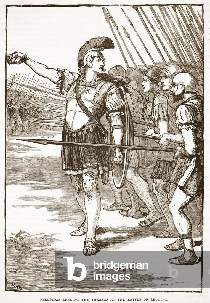 Pelopidas leading the Thebans at the Battle of Leuctra (litho)