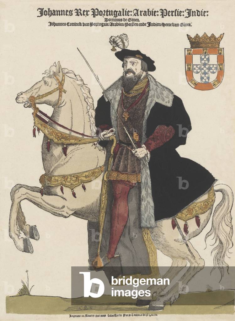 John III of Portugal (1502-1557), pub. 16th Century (coloured engraving)