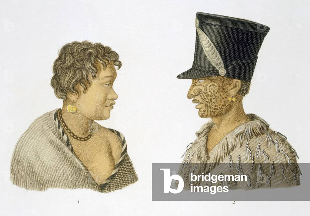 Inhabitants of New Zealand, 1826 (colour litho)