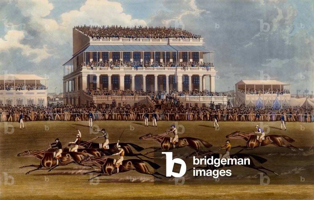 The Grand Stand at Epsom Races, print made by Charles Hunt, 1836 (aquatint)