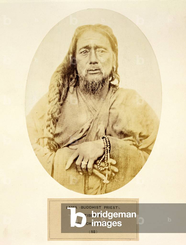 A Tibetan Lama in Pemianchi, Tibet, 19th century (sepia photo)