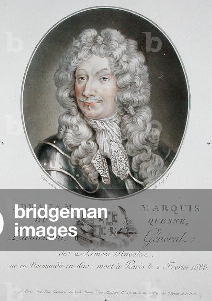 Abraham (1610-88) Marquis du Quesne, 1787, from 'Portraits des grands hommes, femmes illustres, et sujets memorables de France', engraved by Ride, published 1787-92 (colour litho)