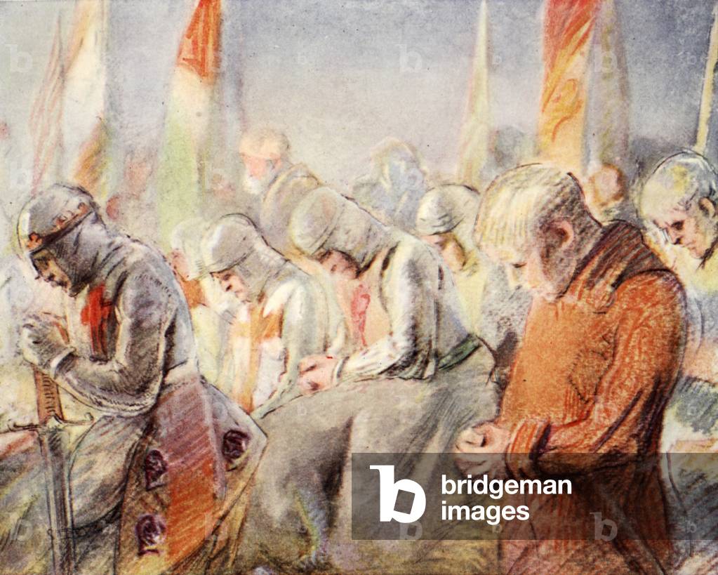 Upon seeing Jerusalem they fell on their knees and prayed (colour litho)