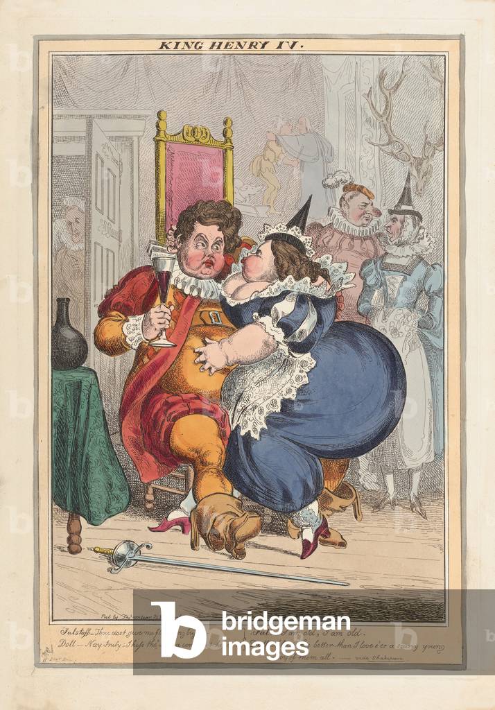 satirical drawing of George IV of England, pub.1827 (engraving)