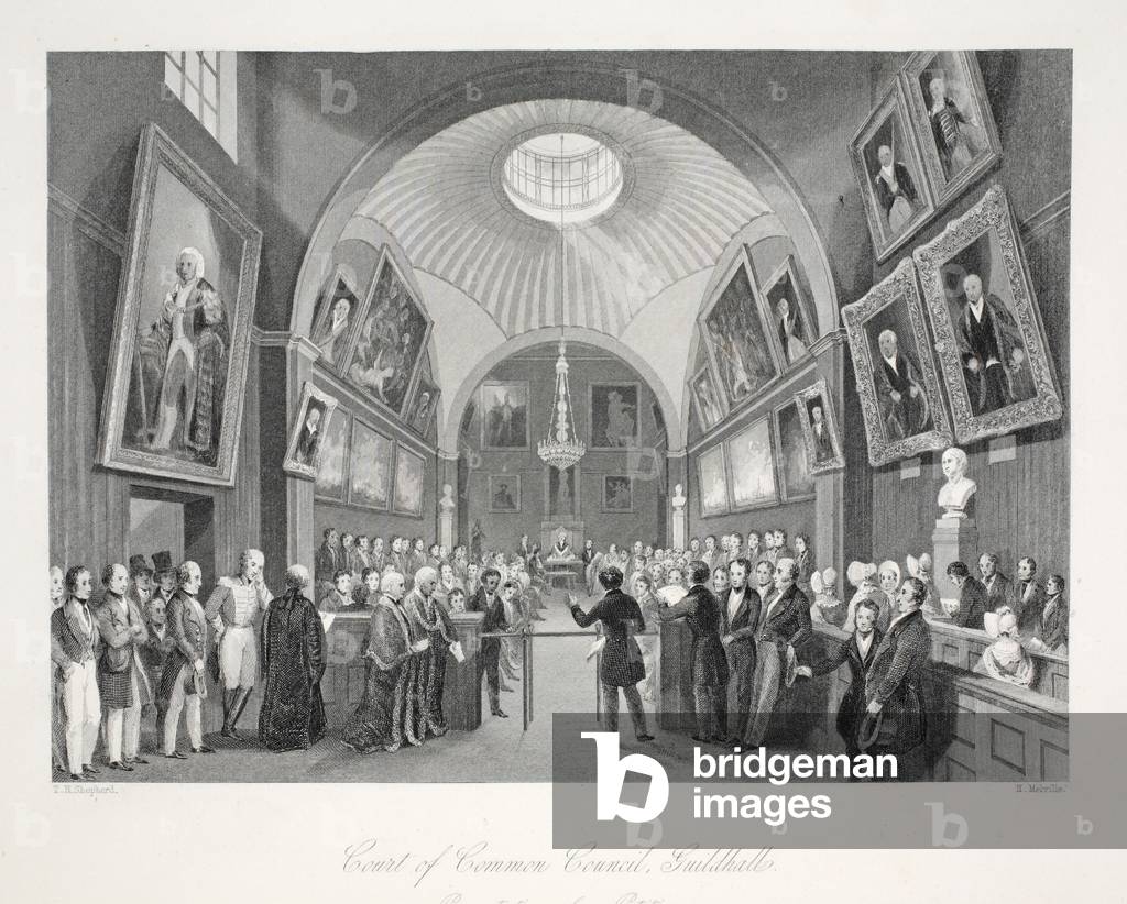 Court of Common Council, Guildhall, from 'London Interiors with their Costumes and Ceremonies' pub. Joseph Mead, London, c.1843 (steel engraving)