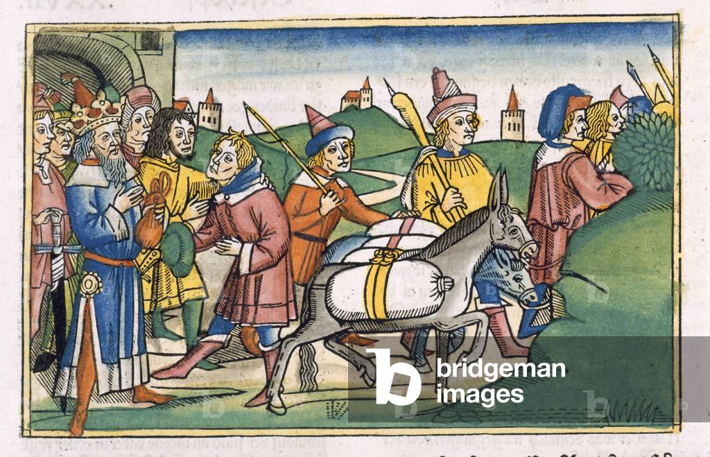 Genesis 41 14-24 Der Traum des Pharaos, aus der “Nürnberger Bibel (Biblia Sacra Germanaica)” (farbiger Holzsch