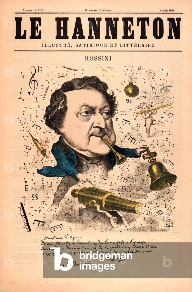 Rossini from Le Hanneton, pub.4 July 1857 (colour litho)
