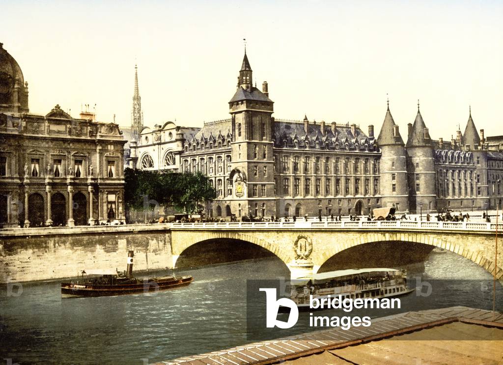 Pont au Change and Palais de Justice, Paris (hand-coloured photo)