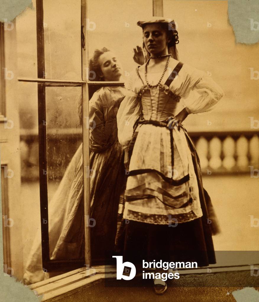 Study of a Girl in a Peasant Costume, c.1855-65 (b/w photo)