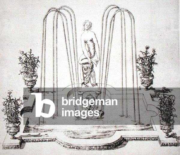 Fountain design from 'The Gardens of Wilton', c.1645 (engraving)