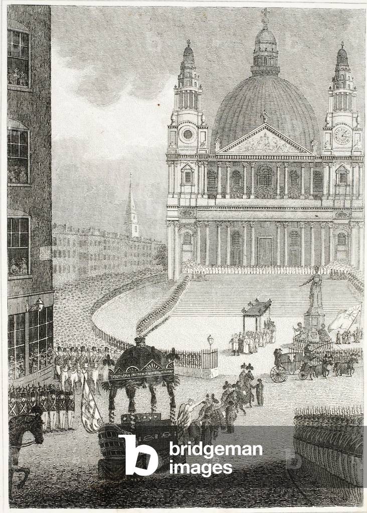 The Funeral of Lord Nelson, on 9th January 1806, pub. 1815 (engraving)