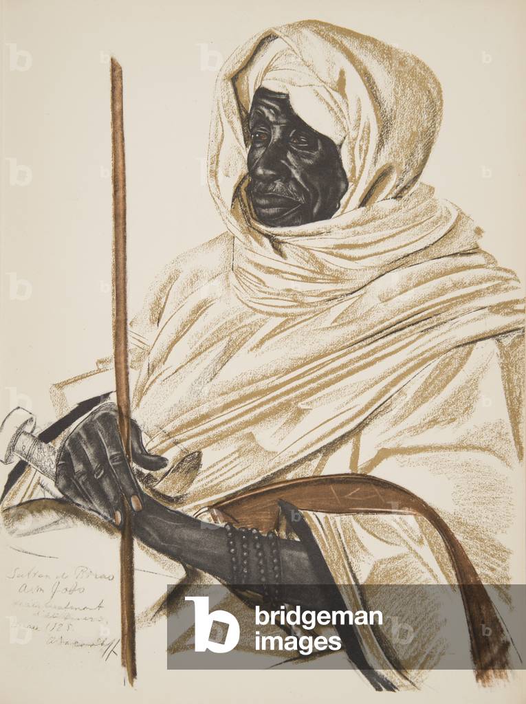 Aim Gabo, Sultan de Birao, from Dessins et Peintures d'Afrique, executes au cours de l'expedition Citroen Centre Afrique, deuxieme mission Haardt Audouin-Dubreuil,  pub. Paris, 1927 (colour litho)