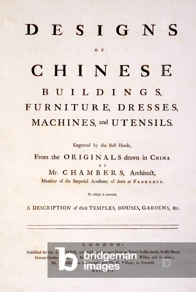 Title Page to 'Designs of Chinese Buildings, Furniture, Dresses, Machines & Utensils', 1757 (print)