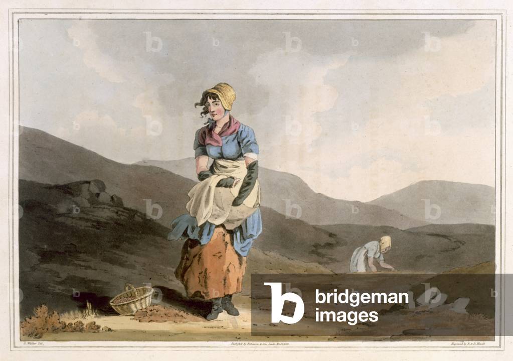 The Cranberry Girl, engraved by Robert Havell the Elder, published 1814 by Robinson and Son, Leeds (colour litho)