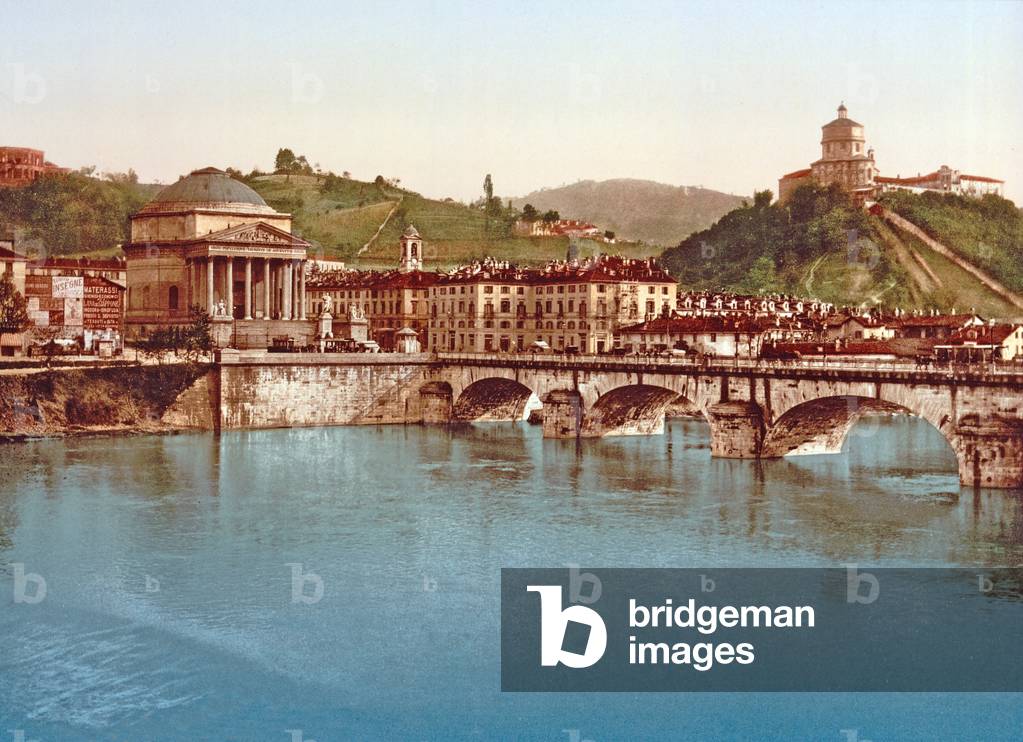 Gran Madre di Dio (foreground) and Santa Maria di Monte dei Cappuccini, Turin, published c.1890 (colour litho)