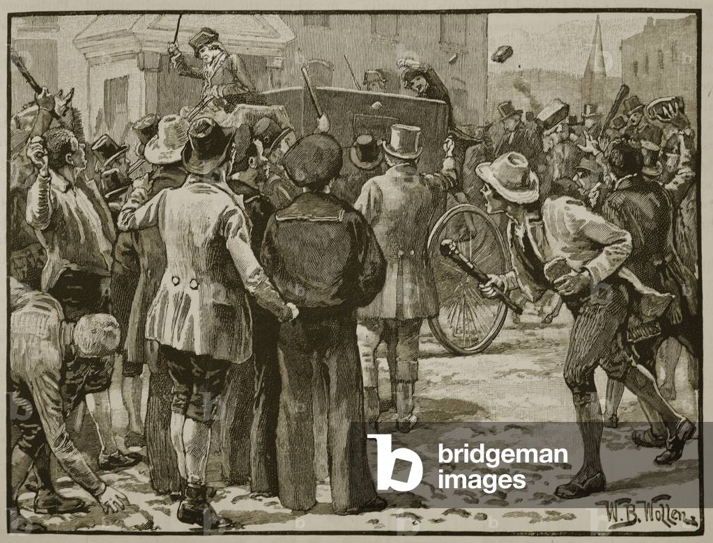 Attack on Sir Charles Wetherell at Bristol, illustration from 'Cassell's Illustrated History of England' (engraving) (sepia photo)