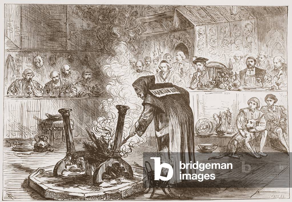 Charles sees the Play of the Masks, illustration from 'The History of Protestantism' by James Aitken Wylie (1808-1890), pub. 1878 (engraving)