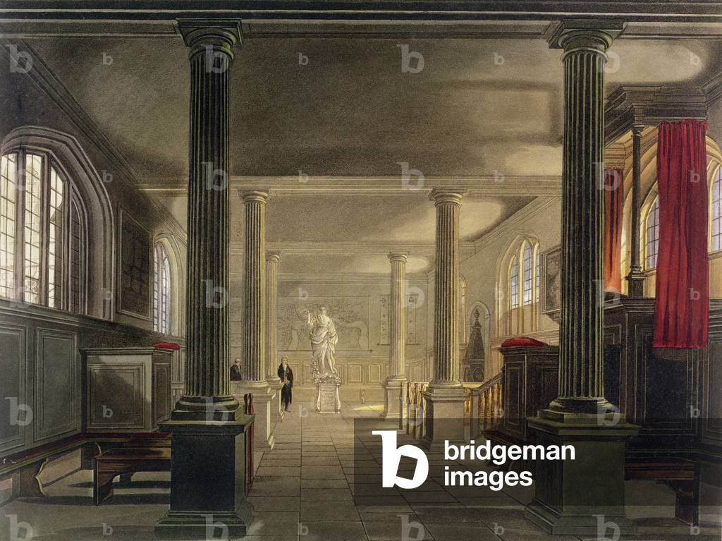 Interior of the Law School, Cambridge, from 'The History of Cambridge', engraved by Joseph Constantine Stadler (fl.1780-1812), pub. by R. Ackermann, 1815 (colour aquatint)