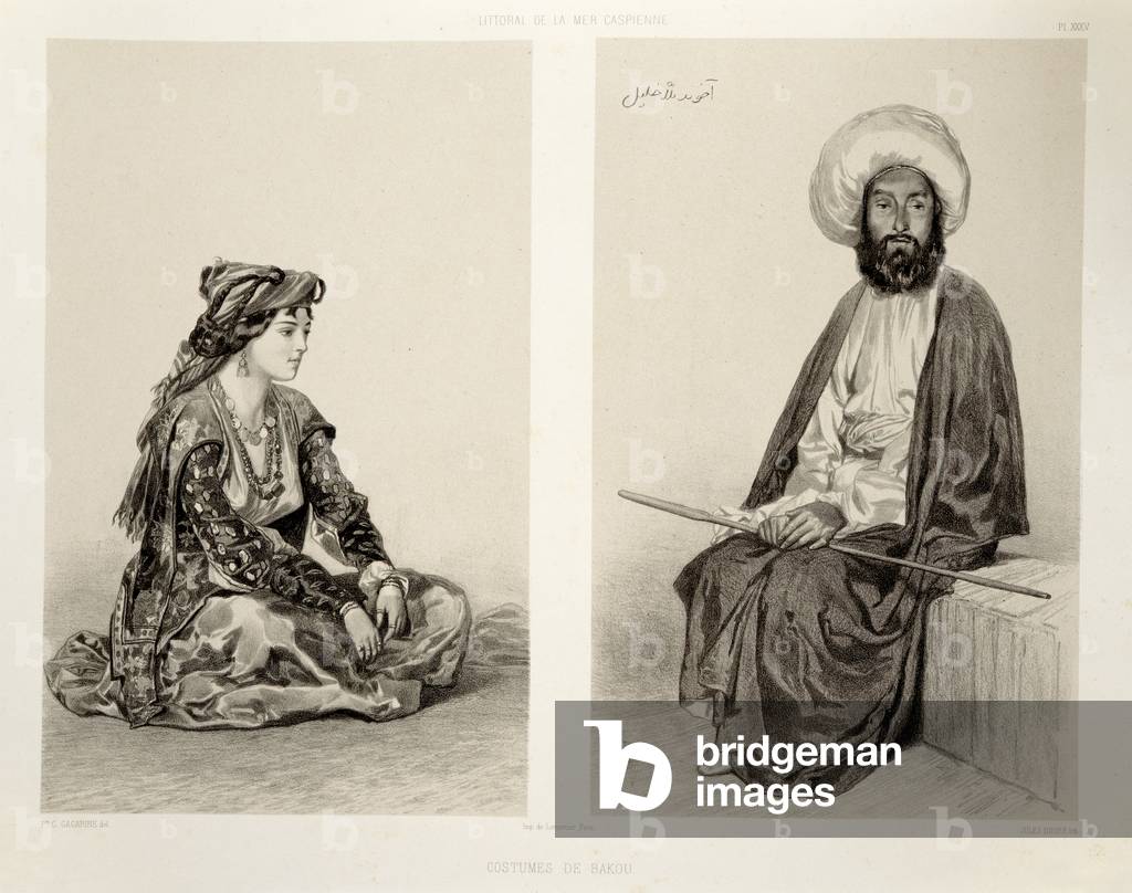 Bild von Druck "Kostüme von Baku", 1847 von Grigori Grigorevich Gagarin