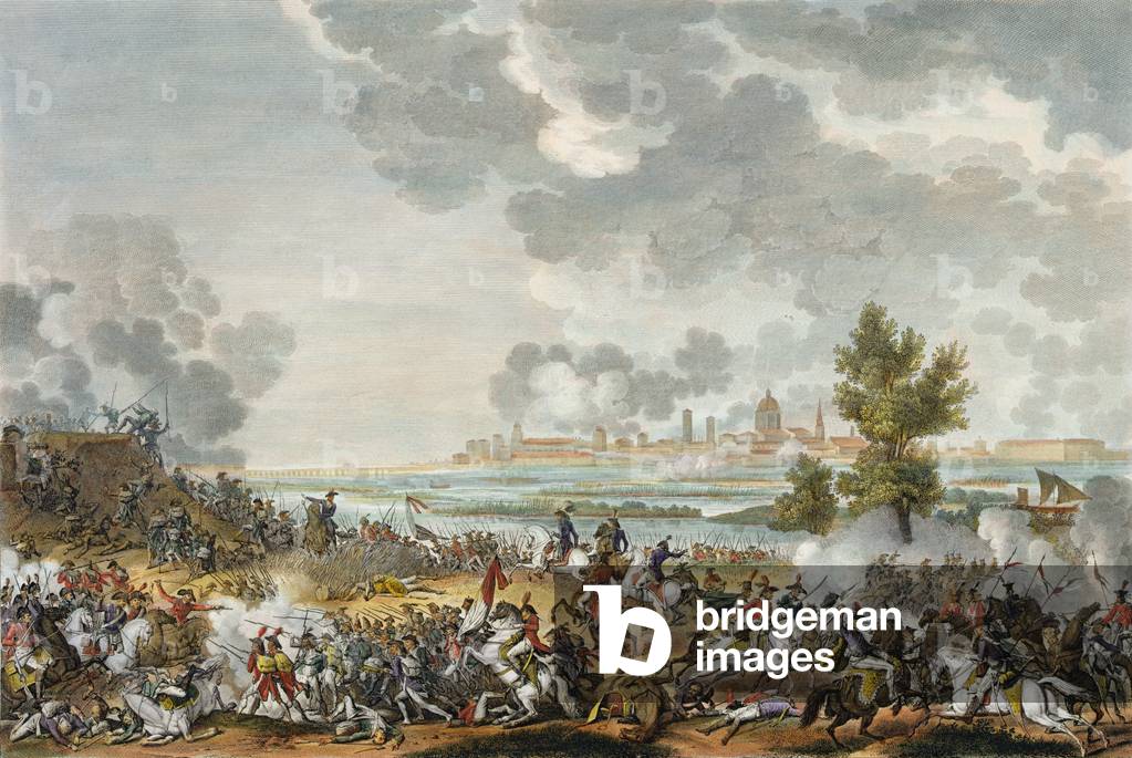 The Battle of S. Giorgio di Mantova, 29 Fructidor, Year 4 (September 1796) engraved by Jean Duplessi-Bertaux (1747-1819) (aquatint)