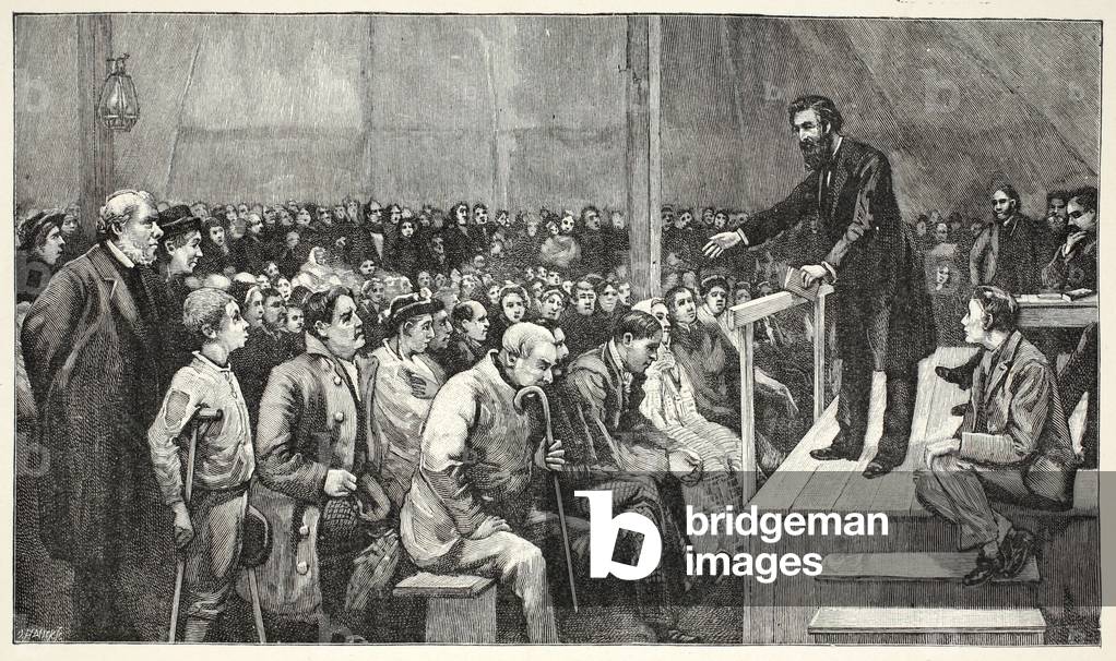 The General addressing a Meeting at the Tent in the Quaker Burial-ground (engraving)