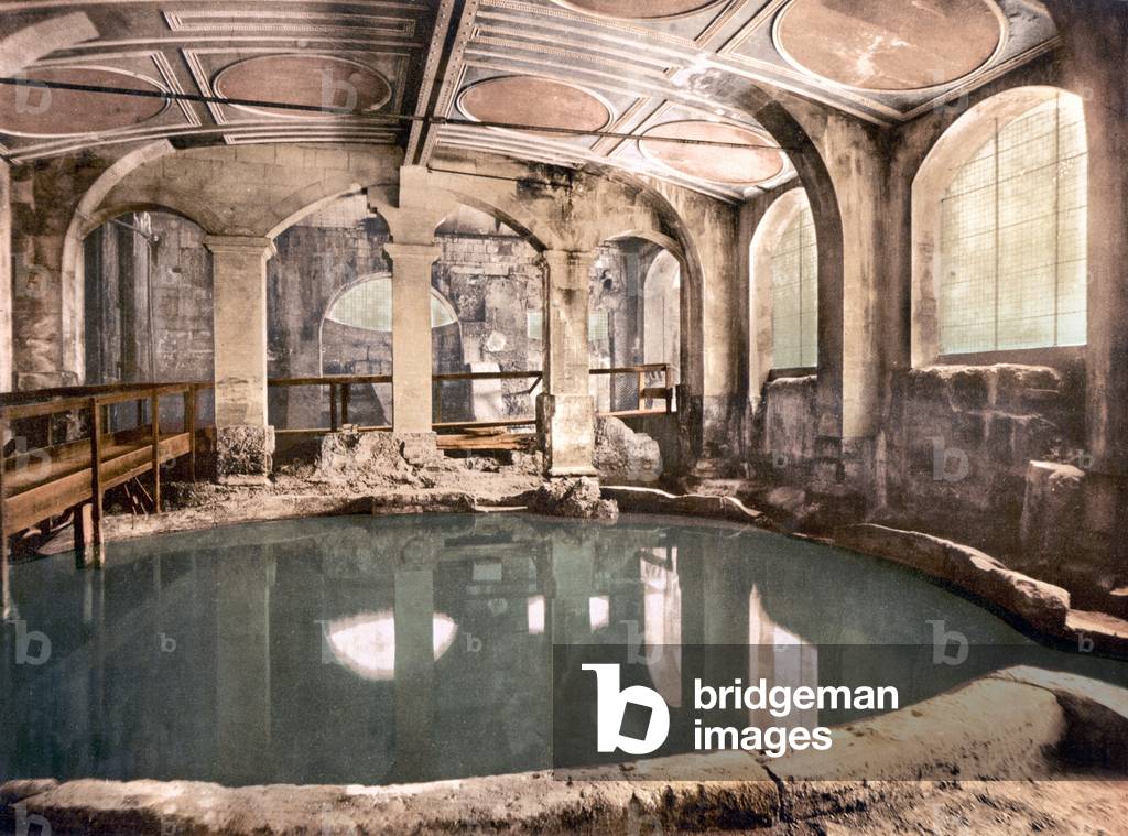 Roman Baths, Bath (hand-coloured photo)