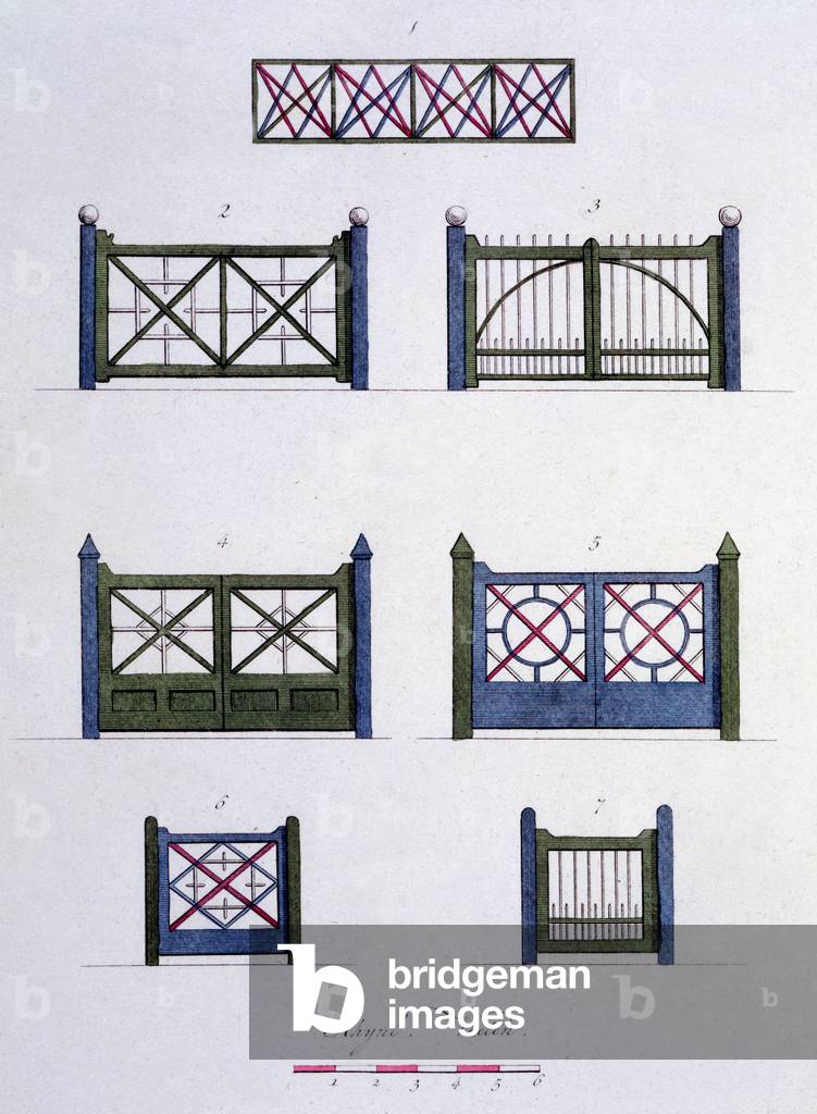 Designs from 'Magazine of Garden Gems' by G. van Laar, published 1802 (colour litho)