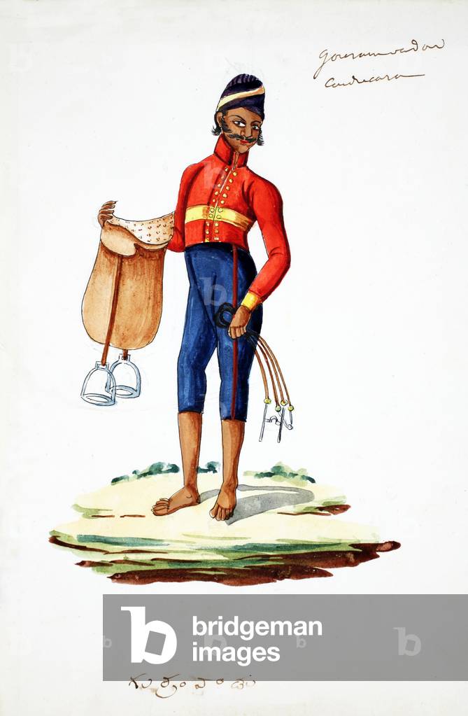 Man with saddle (w/c on paper)