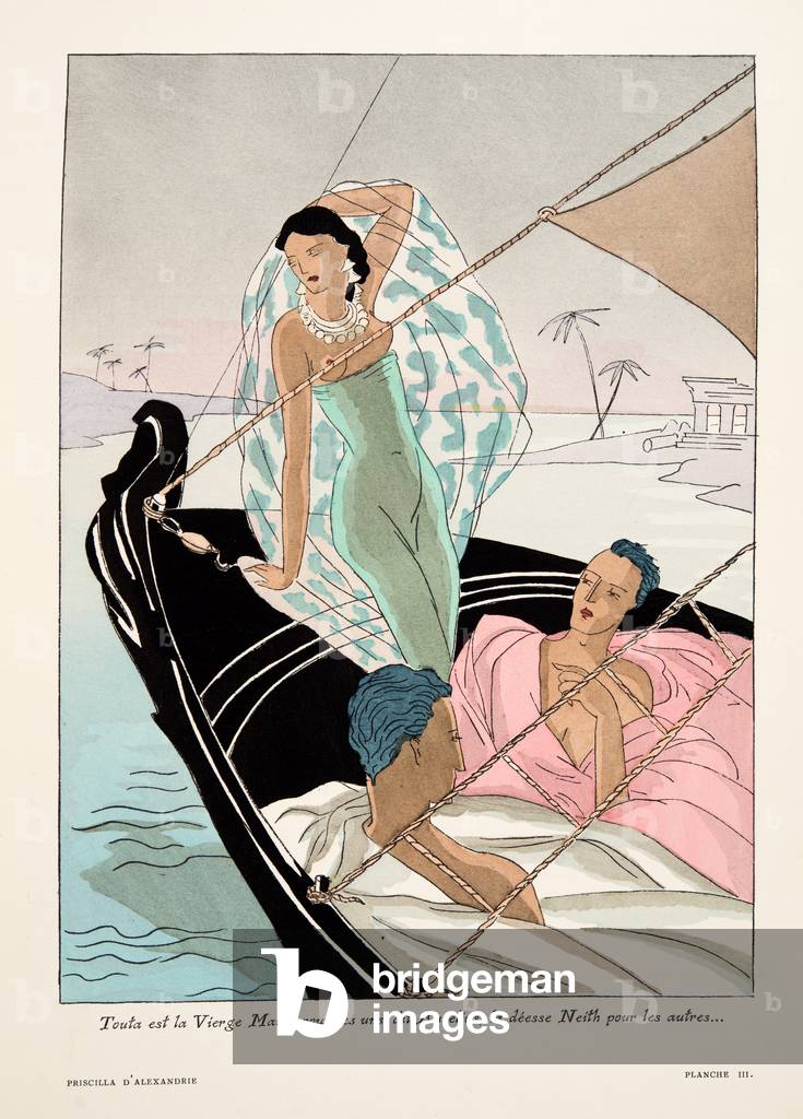 Touta is the Virgin Mary for some, says Aurelius, the goddess Neith for others ...from Priscilla d'Alexandrie by Maurice Magre, pub.1929 (pochoir print)